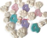 12 Fondant Dog Bones and Paw Print Cupcake Toppers and Cake Decorations with Age