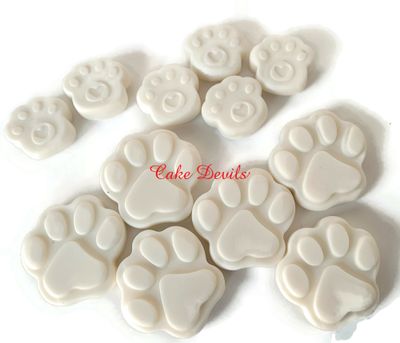 12 Fondant Dog Bones and Paw Print Cupcake Toppers and Cake Decorations with Age