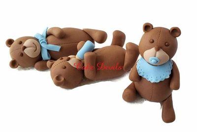 Fondant Baby Teddy Bear Cake Toppers, Baby Shower Cake Decorations, Handmade Fondant Bears