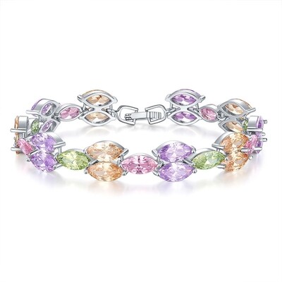 Silvered Bracelet, Swarovski Crystal Shik