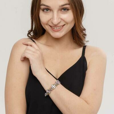 Silvered Bracelet, Swarovski Crystal Shik