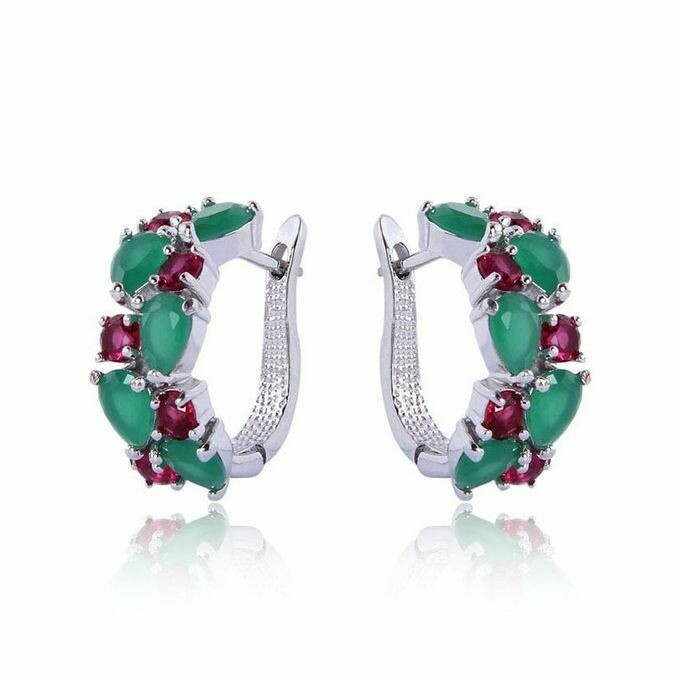 Silvered Earrings, Swarovski Crystal Shik