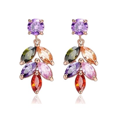 Gilded Earrings, Swarovski Crystal Shik