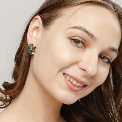 Silvered Earrings, Swarovski Crystal Shik