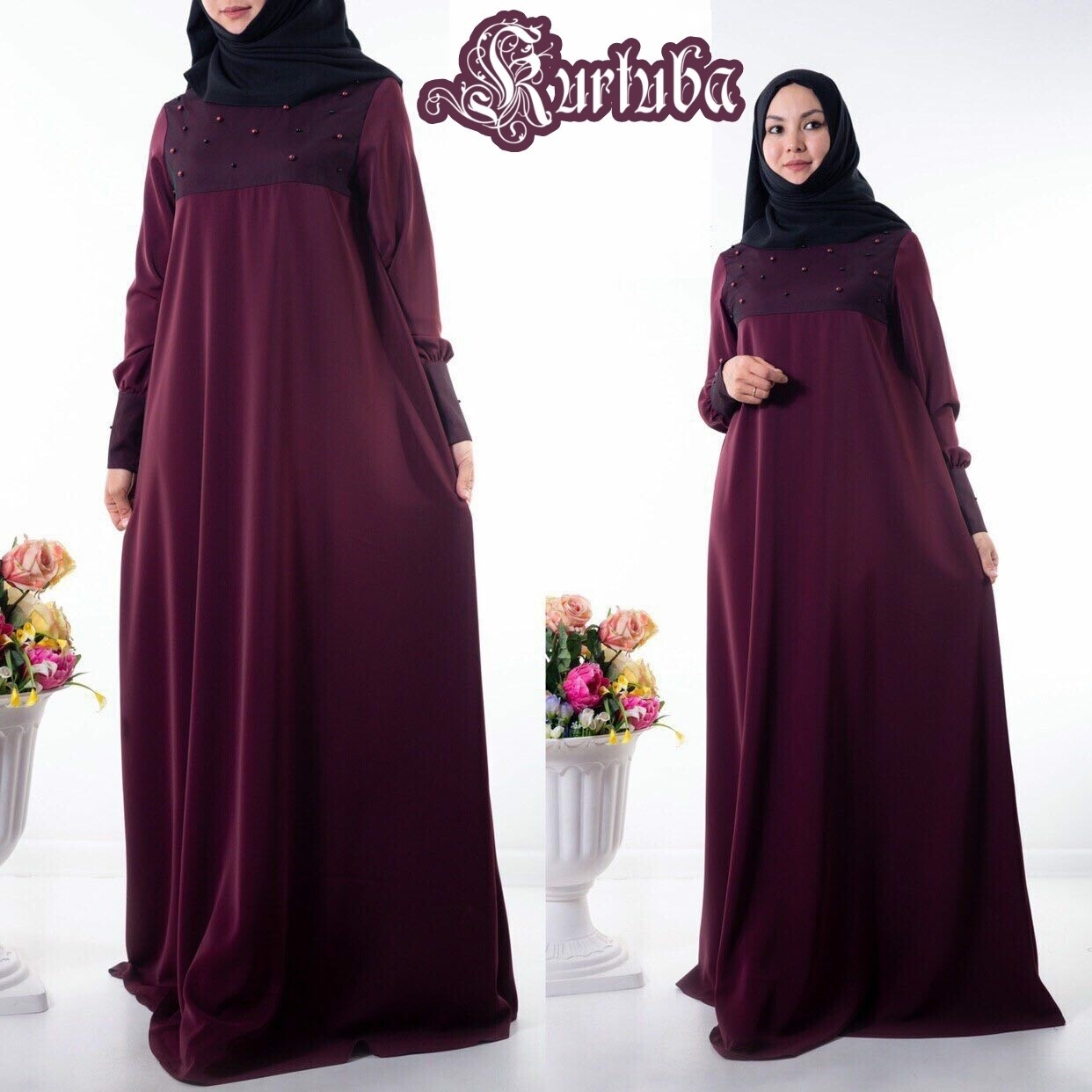 Abaya Red Burgundy Faiza