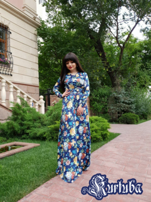 Guzel Dress Blue With Flowers