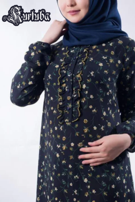 Abaya Black Dress Floral Setif (Italian crepe chiffon)
