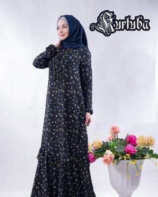 Abaya Black Dress Floral Setif (Italian crepe chiffon)