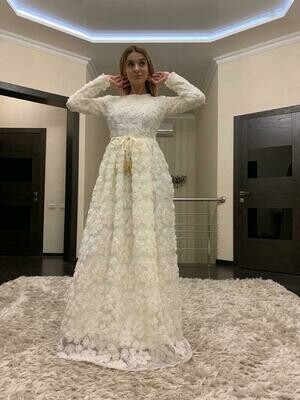 Dress White With Flowers 3D Amelie