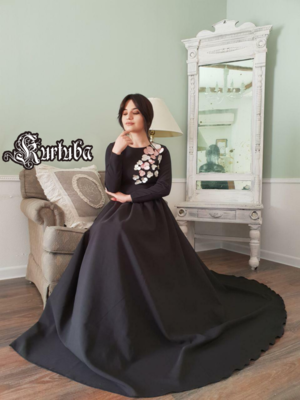 Camelia Dress Black With Flowers