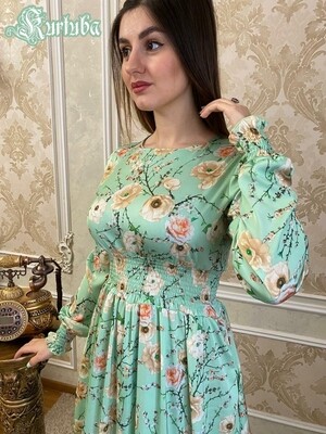 Green Dress With Flowers Julie