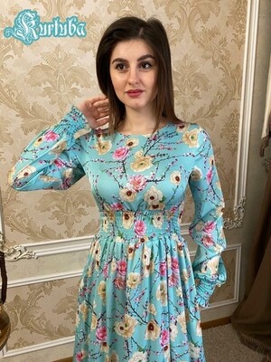 Dress Green Turquoise Julie With Flowers