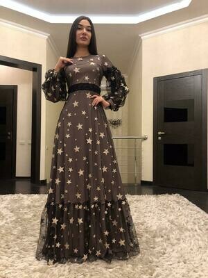 Dress Brown With Gold Stars