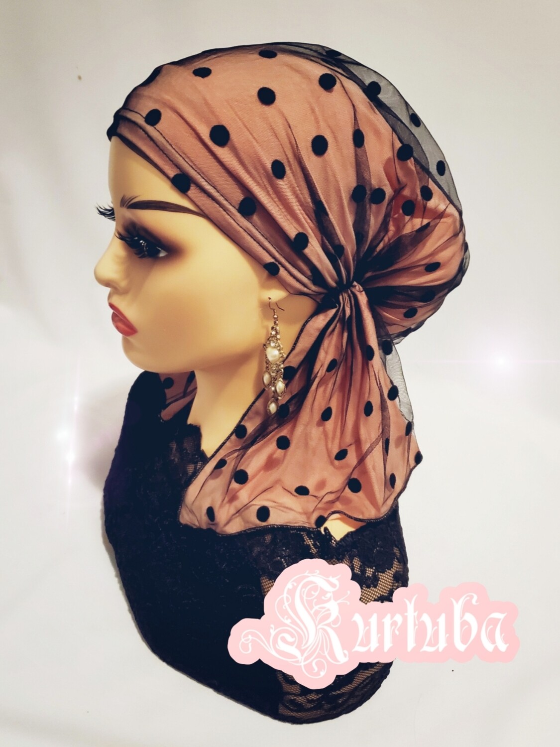 Cotton Head Scarf with Guipure