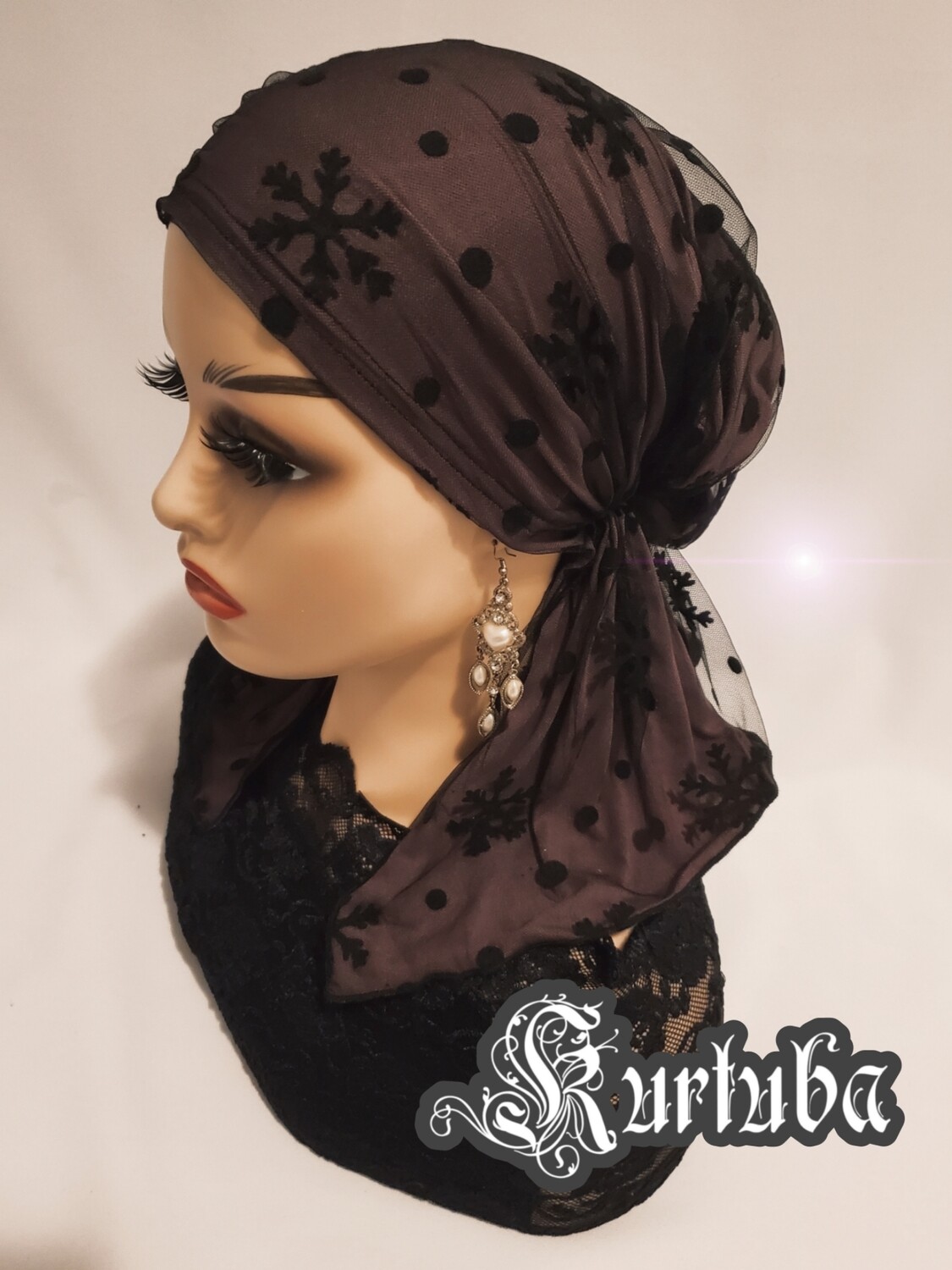 Cotton Head Scarf with Guipure