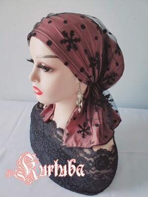 Cotton Head Scarf with Guipure
