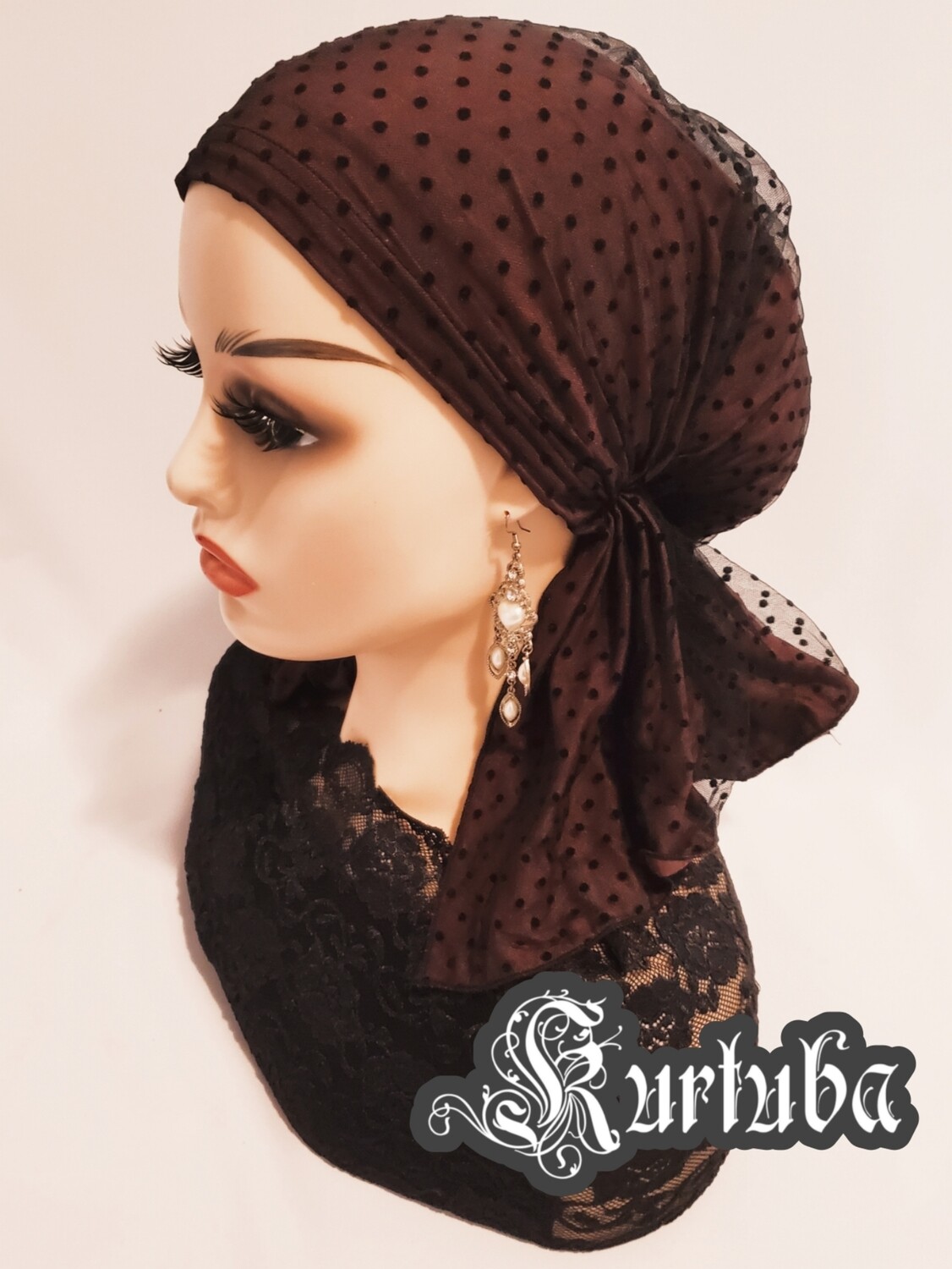 Cotton Head Scarf with Guipure