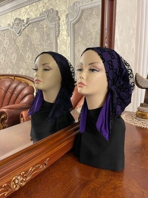Bonnet Foulard avec Guipure