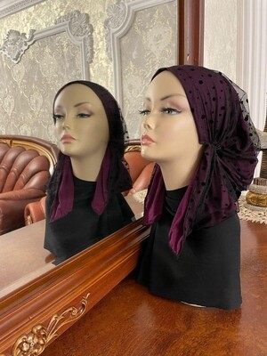 Cotton Head Scarf with Guipure