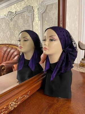 Cotton Head Scarf with Guipure