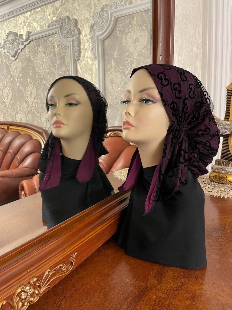 Cotton Head Scarf with Guipure