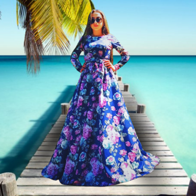 Juliette Blue Dress With Flowers