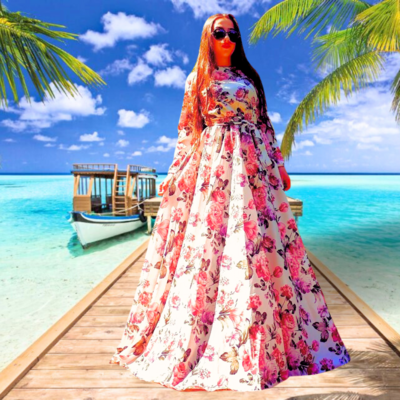 Juliette White Linen Dress With Orange Flowers