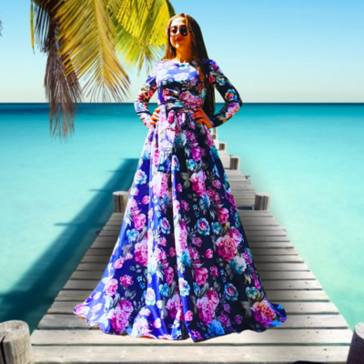 Juliette Blue Dress With Flowers
