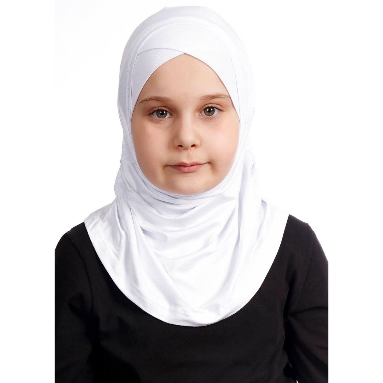 Hijab For Girls - Cross - Premium Jersey - White