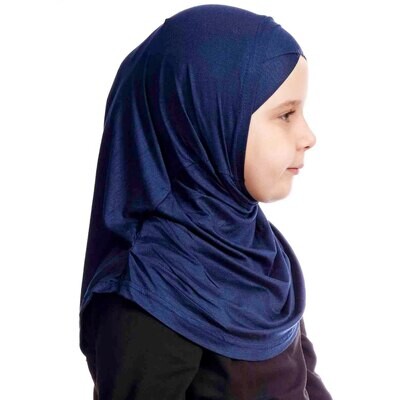 Hijab For Girls - Cross - Premium Jersey - Navy Blue