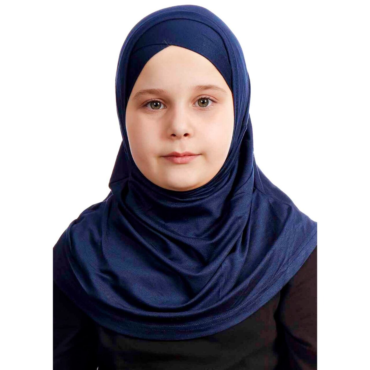Hijab For Girls - Cross - Premium Jersey - Navy Blue