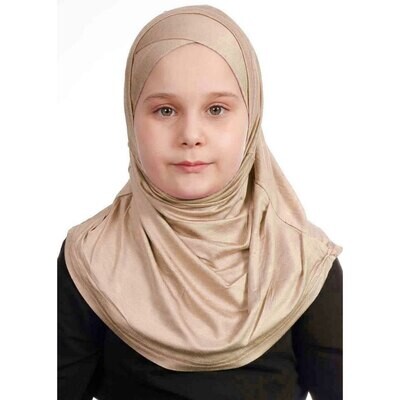 Hijab For Girls - Cross - Premium Jersey - Beige