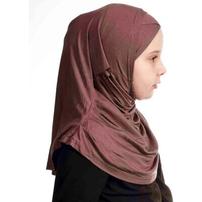 Hijab pour filles - Croisé - Jersey  premium - Marron