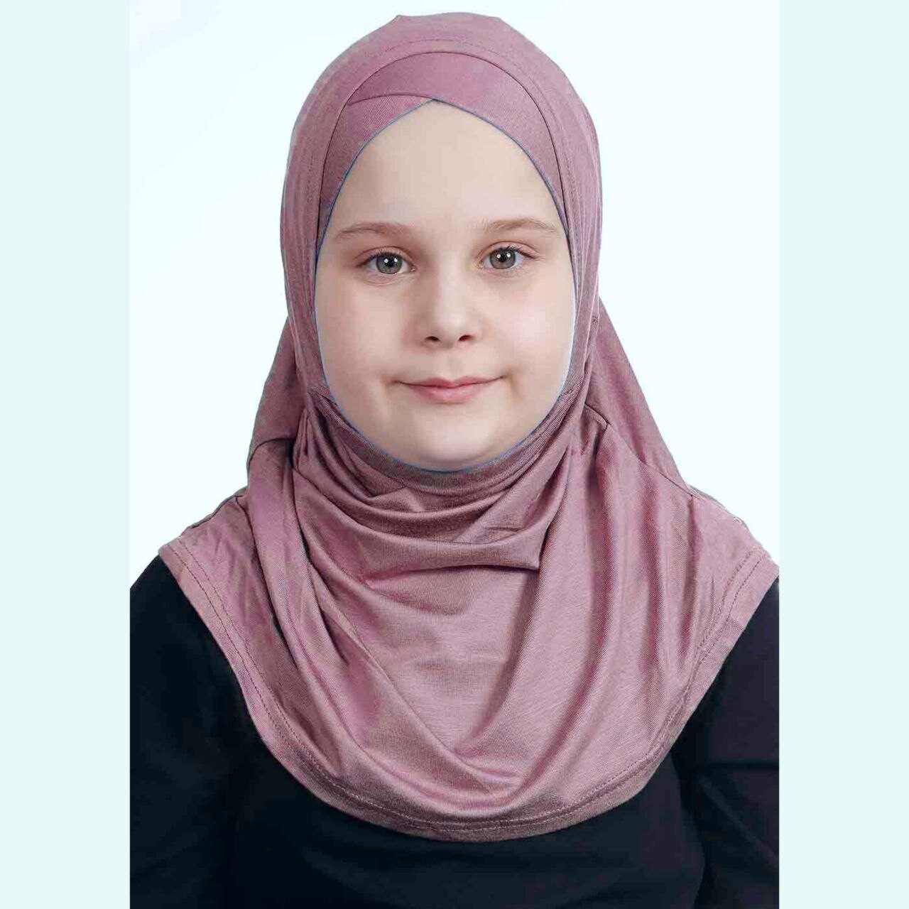 Hijab For Girls - Cross - Premium Jersey - Old Pink