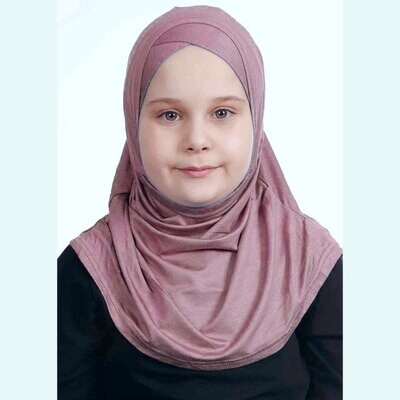 Hijab pour filles - Croisé - Jersey  premium - Vieux Rose