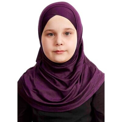 Hijab For Girls - Cross - Premium Jersey - Burgundy Red