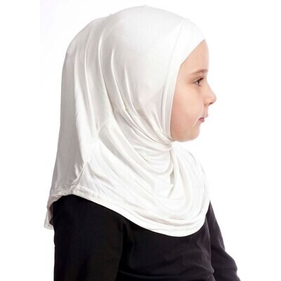 Hijab pour filles - Droit - Jersey  premium - Blanc Cassé