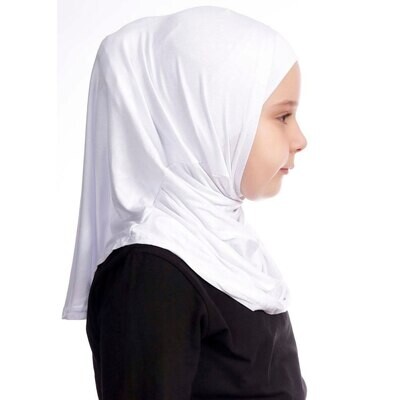 Hijab pour filles - Droit - Jersey  premium - Blanc