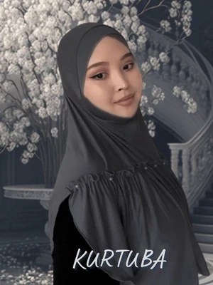 Instant Hijab With Pearls - Gray - Leila Collection