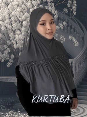 Instant Hijab With Pearls - Gray - Leila Collection