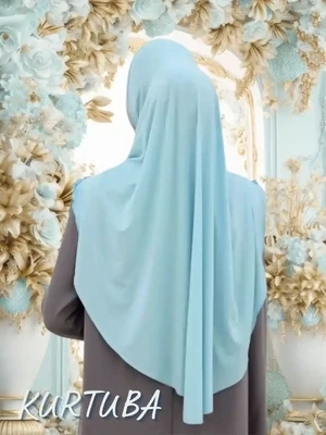 Hijab instantané avec perles - Bleu ciel - Collection Leila