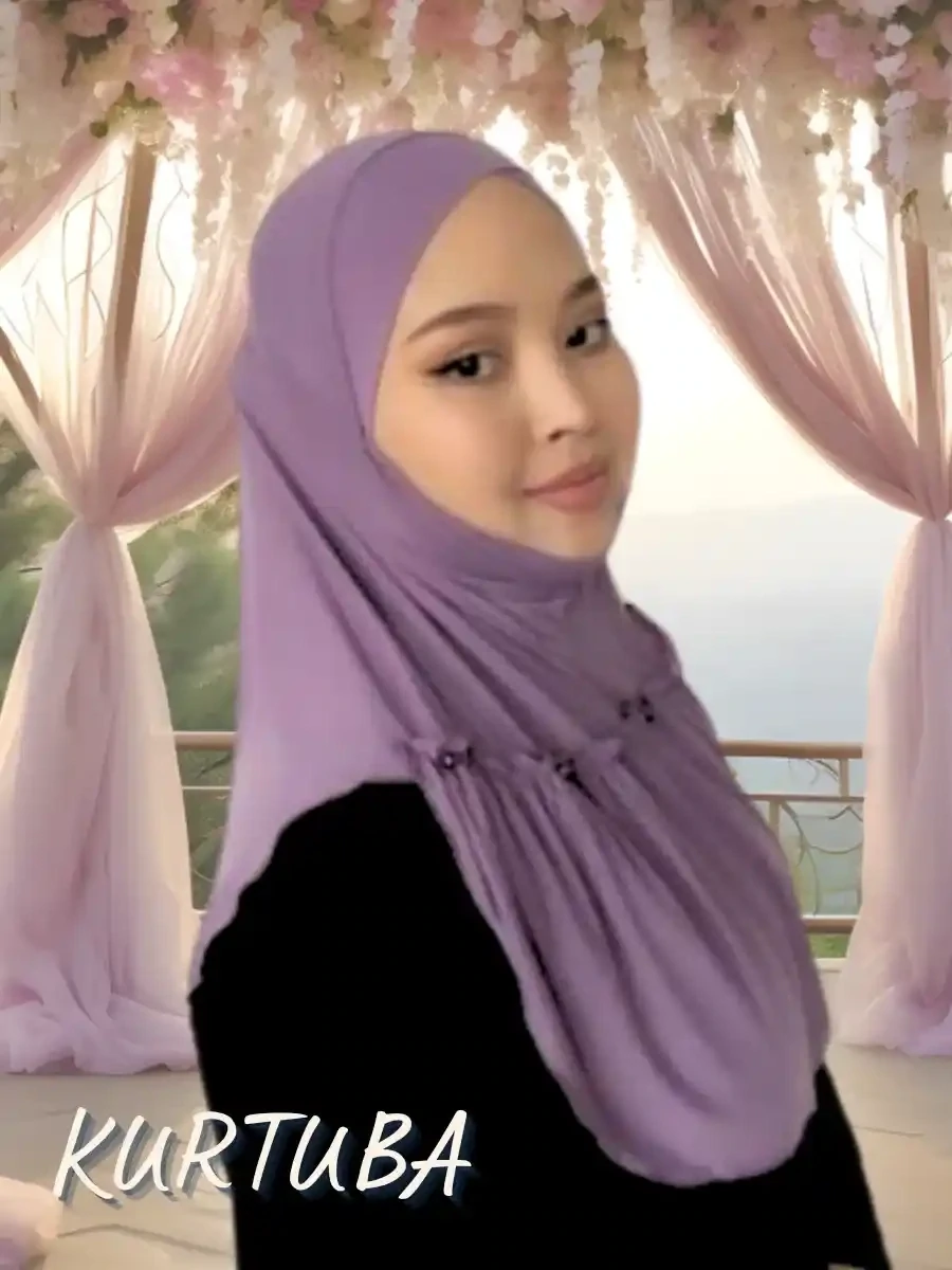 Instant Hijab With Pearls - Mauve Aubergine - Leila Collection