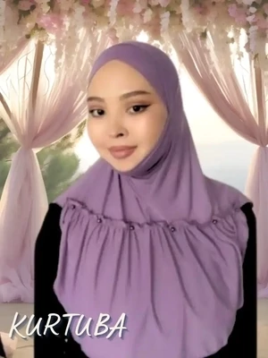 Instant Hijab With Pearls - Mauve Aubergine - Leila Collection