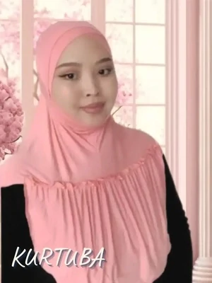 Hijab instantané avec perles - Rose - Collection Leila