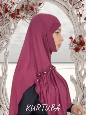 Hijab instantané avec perles - Bordeaux Bourgogne - Collection Leila
