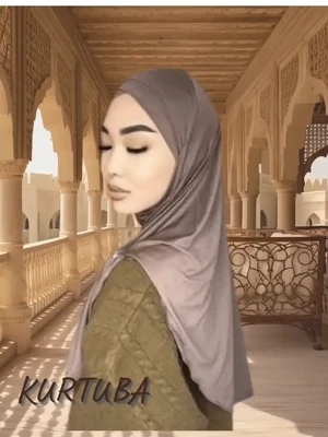 Hijab instantané avec perles - Brun clair - Collection Leila