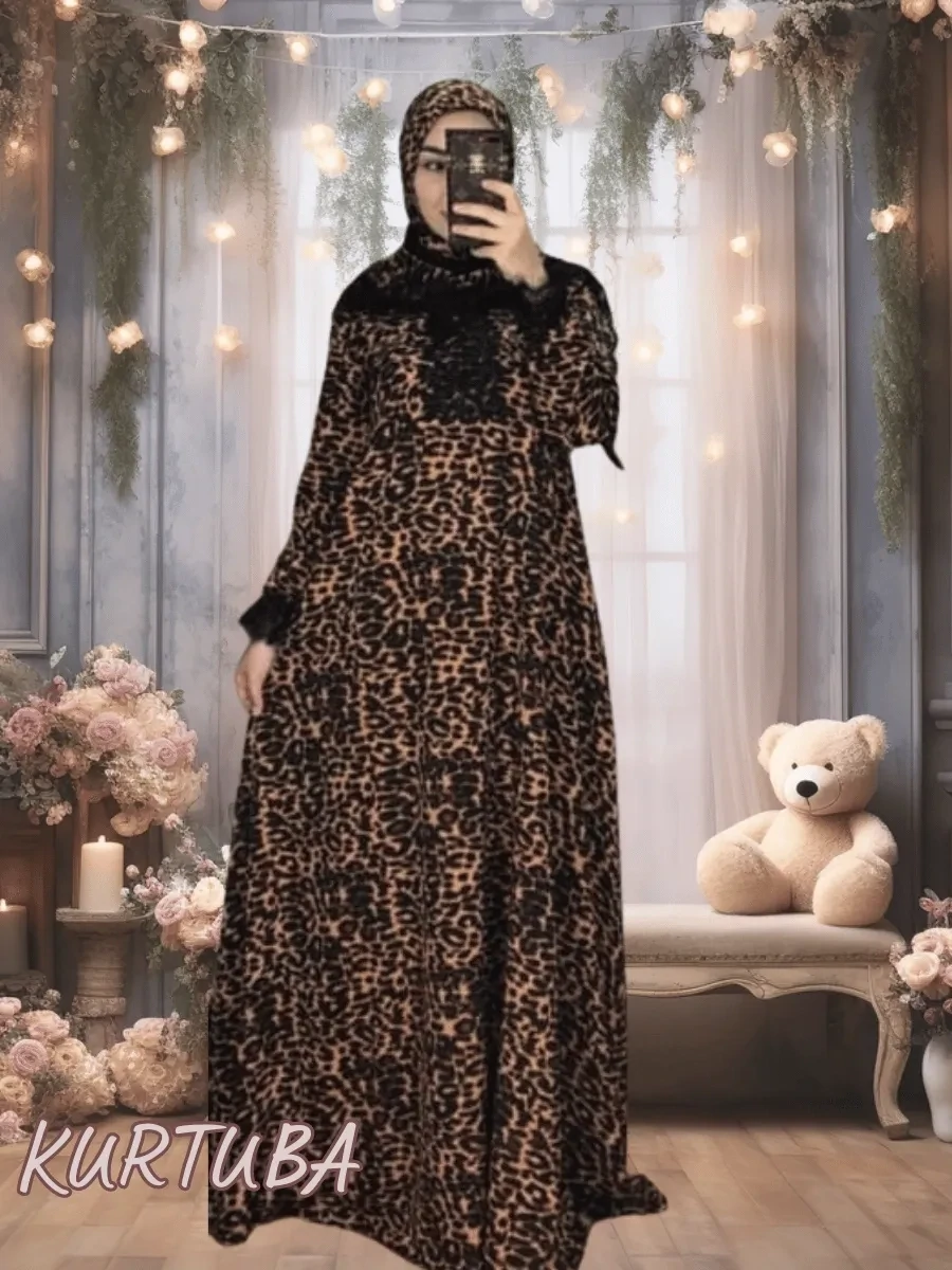 Abaya With Scarf Leopard - Rano Collection