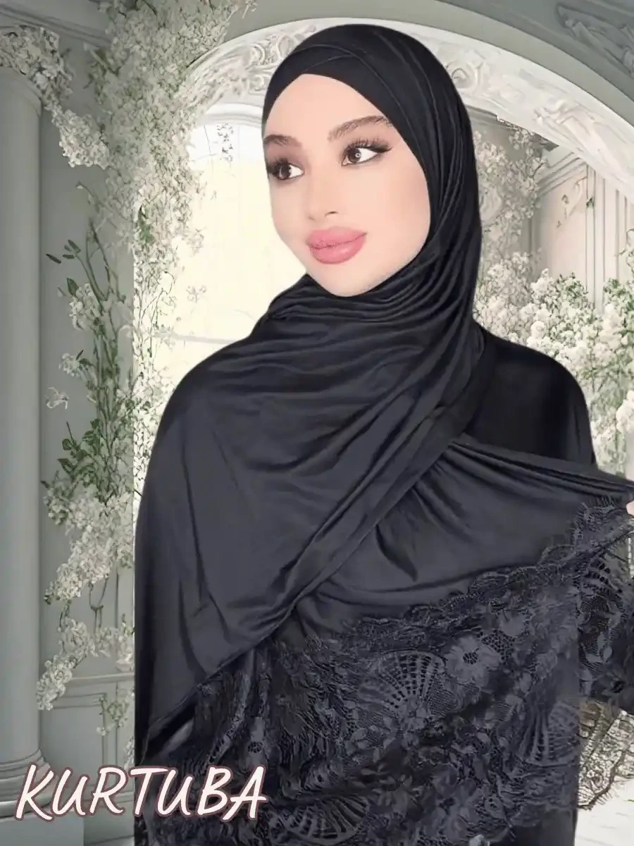Instant Hijab - Black - Cross With Lace - Havva Collection