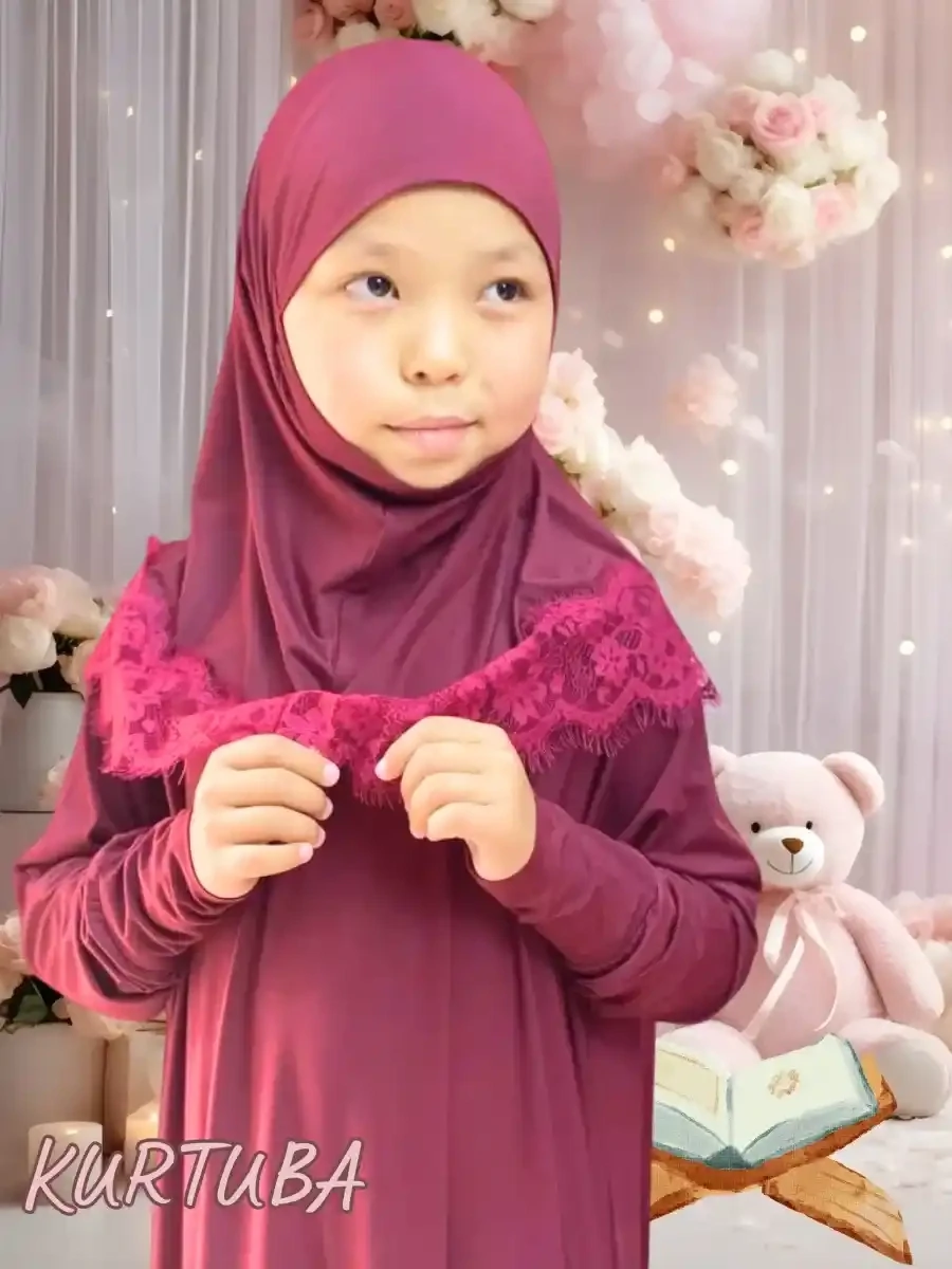 Prayer Dress For Girls 7-16 years Burdundy Jamila