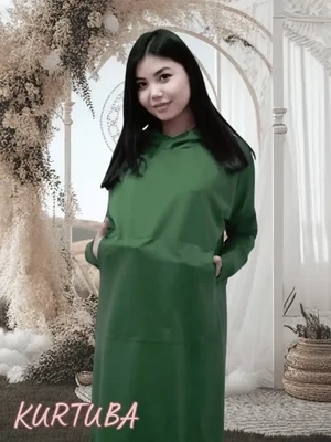 Hoodie Dress Maxi - Green - Collection Samira